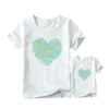 Family Matching Outfits Fashion Family Matching Clothes Outfits Look Mother Daughter Flower Heart Print Tshirt Clothing Mommy and Me Family Look Tshirt 230427