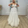Pure White 3D Flowers Boho Wedding Dress Sweetheart Rustic Country Style Beach Bride Dress 2024 Zipper Sweep Train Vestidos de Novia Bohemian British Bridal Gown