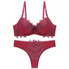 Bras Sets DKERT Sexy Women Push Up Sexy Lace Underwear Bra and Thong Set Female Bra and Panty Set 230427