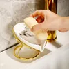 Dishes Light Luxury Ceramics Leaf Shape Soap Box Bathroom Soap Holder Dish Storage Plate Tray Bathroom Shower Supplies Bathroom Rack