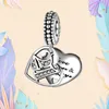 الأحجار الكريمة فضفاضة Bamela 925 Sterling Silver Number Charms Heart Abr Abic 16 18 21 30 40 Bead for Pendant Bracelet Jewelry Mewer