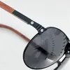 Piloten-Sonnenbrille 8200866 im neuen modischen Design, Metallrahmen mit kleiner Lederschnalle, Dekoration, Holzbügel, einfacher Stil, UV400-Schutzbrille für den Außenbereich