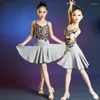 Stage Wear 2023 Leopard Print Latin Performance Summer Children's Girls Practice Training Dress Uniformi di abbigliamento da ballo