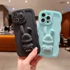 Coque en Silicone souple avec support de lapin, dessin animé mignon, pour iPhone 11 13 12 14 15 Pro Max 14 Plus, vague bouclée