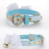 Dog Collars 2023 Blue Bead Lead Collar Leashes Cute Leash Set Princess Style Supplies