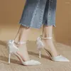 Jurk Schoenen Witte Hoge Hakken Voor Vrouwen 2023 Zomer Stiletto Ontwerp Bruiloft Bruidsmeisje Pompen Klauwen Hauts Femme Mujer