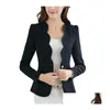 Vestes pour femmes Femme formelle couleur unie bouton unique mince mode bureau costume d'affaires veste décontractée femmes manteau vêtements d'extérieur Drop Deli Otrem