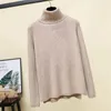 Suéter feminino gola alta outono/inverno 2023 versão coreana pulôver manga comprida cor sólida malhas