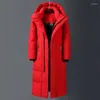 Damskie okopy płaszcza męskie marka czerwona X-Long Down 2023 Zima nad kolanem zagęszcza ciepłe odłączane czapkę kurtki kanadyjskie płaszcz 5xl