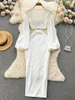 Повседневные платья пена сексуальные женщины белое длинное платье 2023 весна летние мод