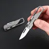 Liga de titânio Mini Faca dobrável High Hightness D2 Blade Keychain Pingente Pocket Pollow Facas ao ar livre EDC Tools