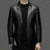 Men's Suits 2024 Autumn And Winter Business Slimming Trend Italian Style Fashion Solid Color Leisure Leather Cotton Sheepskin Coat