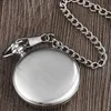 Pocket Watches Vintage Silver Mechanical Man Hand Wind Steampunk Necklace Fob Chain Roman Siffer Lady Clock for Women Men 230426