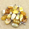 Pendant Necklaces 24pcs/lot 2023 Natural Yellow Agates Onyx Irregular Shape Pendants Charms Wholesale For Diy Jewelry Necklace