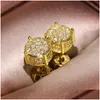 Stud Choucong Hip Hop Earring Vintage Jewelry 925 Sterling Sier Yellow Gold Fill Pave White Sapphire Cz Diamond Sparkling Women Men Ea Dhqfe
