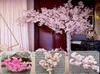 Decorative Flowers Wreaths 120cm Artificial Simulation Cherry Blossom Ribbon Pear Tree Branch Flowering Wedding Party Decor1260898