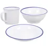 Servis uppsättningar vit middagsplatta rostfritt stål set dish cup svit matt