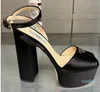 2023 Sandaler Real Silk Open Toe Platform Pumpar Chunky High Heels Sandaler 140mm Women's Luxury Designers Dress Shoe
