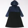 Robes de fille Robe de fille de fille manches longues enfants pour hiver décontracté enfants vêtements à capuche Denim noir