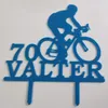 Other Event Party Supplies Personalized Bicycle Racer Cake Topper Custom Name Age Man Road Cycling Silhouette For Cyclist Birthday Party Decoration Topper 231127