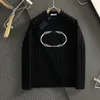 Дизайнерский дизайн для женщин, черно-белый свитер с круглым вырезом и буквенным принтом, джемпер, жаккардовый вязаный повседневный топ с круглым вырезом и буквами