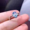 Cluster-Ringe 925 reines Silber im chinesischen Stil natürlicher Aquamarin Damen-Luxus-klassischer ovaler verstellbarer Edelstein-Ring Feine Schmuckunterstützung