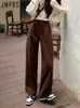 Women's Pants Capris JMPRS High Waist Women Vintage Corduroy Pants Straight Casual Spring Trousers Koran Vintage Coffee Pockets All Match Pants 231124