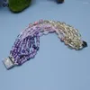 Strand Guaiguai smycken 8 '' 7 trådar Amethyst Strawberry Quartz Lemon Armband