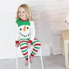 Kledingsets Kids Baby Girl Boy Snowman T -shirt Tops gestreepte broek Kerstdis Set sweatshirt en trainingsbroek voor meisjes