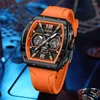 Wristwatches LIGE Men Watch Luxury Quartz Watches Silicone Strap Sport Chronograph Rectangular Men's Wristwatch Waterproof Luminous