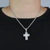 Collier avec pendentif croix Hip Hop, grand collier en Zircon plaqué or véritable 18 carats, bijoux religieux