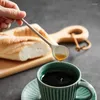 Set di stoviglie Creativo vintage fatto a mano con cucchiaio da caffè con condimento mescolando manico lungo in ceramica personalizzato per la casa