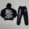 Kvinnors träningsduits hellstar y2k kostym män hoodie tröjor två stycken set hip hop grafik tryck pullover sweatshirt casual byxor sportkläder kläder 231124