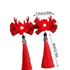 Accessoires pour cheveux 1 paire d'épingles à cheveux Bowknow rouge avec pompon, année pour enfants, pétard, corne de Dragon, pince à boule en peluche, Style ancien