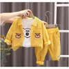 Clothing Sets Designer Baby Boy Clothes Outfits 2023 Autumn Kids Turn-Down Collar Corduroy Cardigan Jackets Shirts Pants 3Pcs Children Othuo