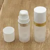 Leere 10-ml-Airless-Pumpflaschen, Lotion, transparente Kunststoff-Vakuumflasche für Kosmetika mit silbernem Goldring, Kosmetikverpackung Xbbfc