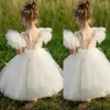 Girl Dresses Flower Dress Holy Fluffy Lace Lovely White Angel Princess Wedding Party Ball Dream Kids Gift First Communion Celebration