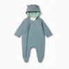 Kledingsets aangepaste ontwerp pasgeboren babykleding natuurlijke stof lange mouwen bamboe romper rits rits winter