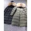 Doudoune à capuche pour femme hiver chaleur extérieure longues vestes manteaux véritable col de cheveux de raton laveur chaud mode Parkas avec ceinture dame coton manteau vêtements d'extérieur grande poche M