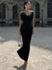 Casual Dresses 2023 Fjädrar V-Neck Elegant Maxi Dress Sexig rygglös ärmlös klubbfestklänning Bodycon kläder Vestido