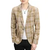 Herenpakken Blazers Hoge kwaliteit Plaid Fashion Trend Elegant Hoogte Simple Business Casual sollicitatiegesprek Shopping Slim Jacket Coat 230426