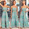 Damen Trainingsanzüge Boho inspirierter Blumendruck 2-teiliges Set Damen Crop Top Elastische Taille Wilde Beinhose Sommer Zwei Outfits 2023