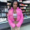 Women s Jacket Pink Parka Plus Size Teddy Cropped Zipper Padded Puffer Jacket Winter Orange Fashion Thick Warm Harajuku Bubble Coat 231127