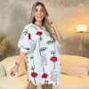 Damen Blusen Weiß Fashion Print Shirts Frauen Tops Halbarm Button Up Shirt Bürodame High Street Casual 2023 Sommer England Style