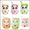 Peluches animaux Kawaii petite taille dessin animé bulle tasse de thé Peluche jouets drôle Boba oreiller farci doux Stberry Panda lait coussin Dh25A