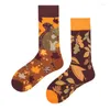 Women Socks AB Edition Asymmetric Par Fashion Medium High Cotton Colorful Street