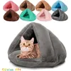 Mats 8 färger kattbäddar Ny heta triangel husdjur bo husdjur katt grotta igloo säng korg hus kattunge mjuk mysig inomhus kudde kennel