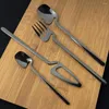 Set di stoviglie 32 pezzi / set Set di posate a specchio in acciaio inossidabile 304 Coltello forchetta cucchiaio d'oro Cena Posate da cucina Stoviglie