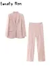 Dwuczęściowe spodnie damskie eleganckie różowe haft blezer długie spodnie dla kobiet 2 sztuki szykowne spodnie ślubne garnitury Kobietowe wieczorne spodnie 231127