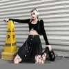 Skirts Irregular Pleated Mini Skirt With Belt Metal Ring Chain Summer High Waist Sexy Harajuku Gothic Punk Fairy Grunge Y2k Clothing